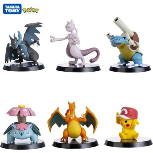 6Pcs/Set Pokemon Pikachu Dracaufeu Blastoise Venusaur Anime Figure Action Model Kids Toy Best Festival Gifts