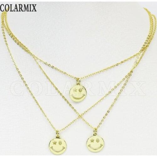 6 Pcs Smooth Round Smile Face Charms Necklace Smile face Necklace Jewelry Accessories Jewelry Necklace Gift 8489