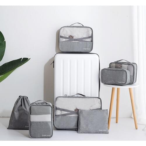 7 Pcs/set Oxford Organizer Bag Travel Packing Cubes Set Organizer Luggage Cosmetic Bag Large Capacity Storage Bag Sorting