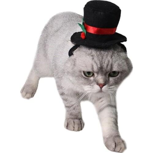 Pet Dog Hat Cap Cats Bow Ties Hats Festival Costume Headdress For Small Medium Dogs Black Sequined Cylinder Top Pet Supplies