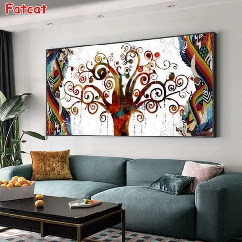Diamond Mosaic Abstract art, tree of life round drill Cross Stitch Diamond Embroidery Art Painting Full Square Decor PP2014