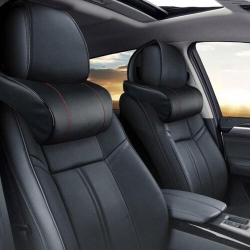 1Pcs Car Neck Pillows PU Leather Memory Foam Long Driving Head Neck Pain Relief Headrest Auto Seat Head Support Neck Protector