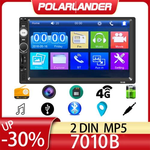 Bluetooth Car Radio Mirror Link Screen For Android Phone 7" 2 DIN FM Touch Screen 8 Languages USB Aux in Rear Camera Audio