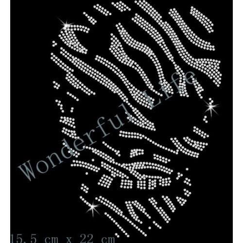 Free shipping Zebra Print Skull Crystal Motif Transfer