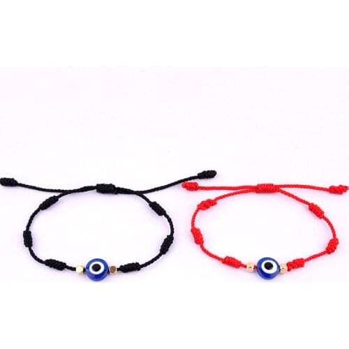 Turkish Evil Eye Bracelet Necklace Set for Women Beaded Bracelets for Men Black Red Color for Protection and Blessing