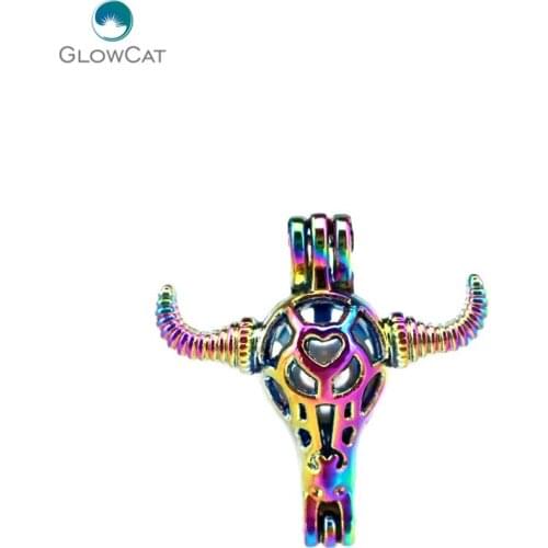 C44 5pcs/lot COLORS Multicolor Cow Ox-head bead cage Pendant Pearl Locket Fairytale Party