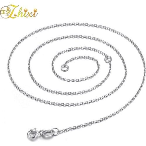 ZHIXI 925 Sterling Silver Chain Fine Jewelry Real Silver Necklaces Fit For Pendant 45cm 18inch New Fashion Birthday Gift [X248]
