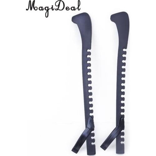 MagiDeal 1Pair Black PVC Ice Hockey Skate Blade Guards Cover Adjustable Outdoor Field Hockey Placement Protect Shoes Accessory