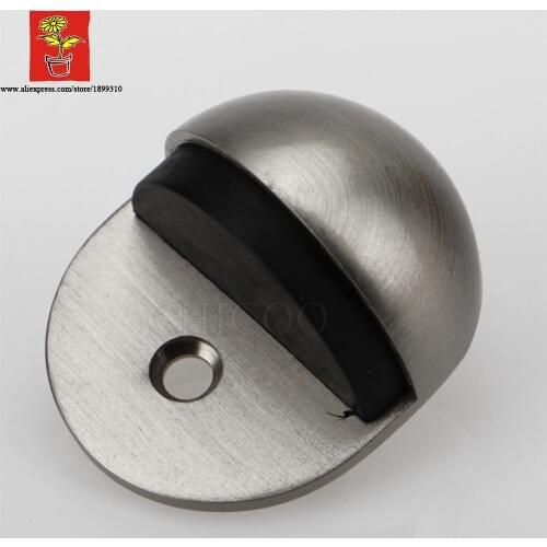 CHICOO High Quality Zinc Alloy Satin Nickel Floor Mounted Door Stops Type Door Rubber Glass Doorstop