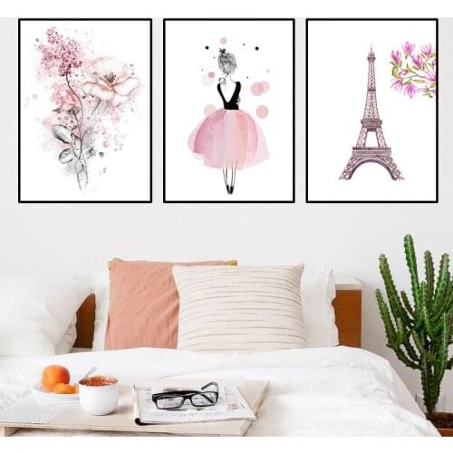 Flowers Pastoral Canvas Art Pictures Modern Cartoon Girls Nursery Room Wall Picture Canvas Print Poster For Wall Decor HD2923