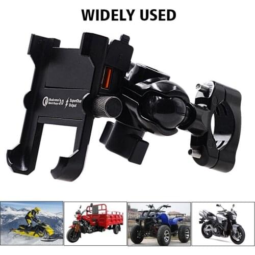 Motorcycle QC 3.0 USB Quick Charger Mirror Handlebar Stand Smart Phone Holder