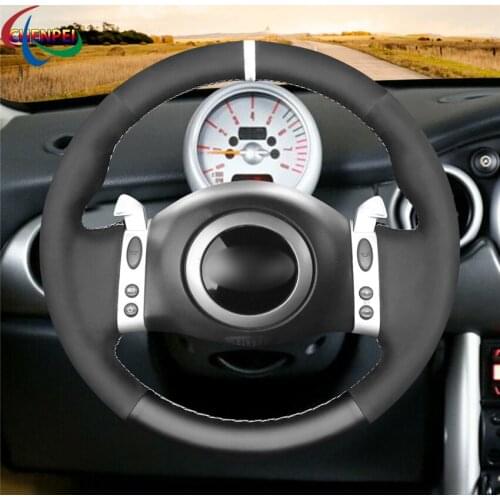 DIY Non-slip Black Leather Car Steering Wheel Cover For Mini(Hatchback Mini R50 R52 R53) 2001-2006 Convertible 2004-2008