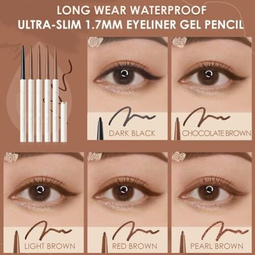 Waterproof Eyeliner Gel Pencil Red Brown Ultra-slim 1.7mm Quick Drying Easy to Wear Eyeliner Beauty Makeup Cosmetics Tool