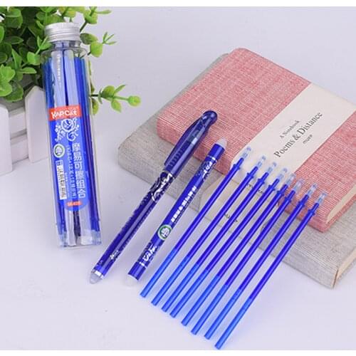 Friction Erasable 0.5mm Gel Ink Pens Neutral Pen Set Kit with Refill Eraser Stick for School Office Student Stationery Supplies