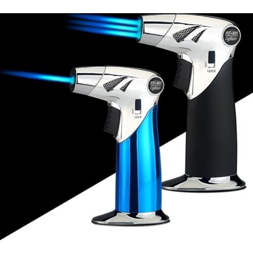 BBQ Gas Jet Lighter Outdoor Triple Torch Lighter For Cigar Pipe Powerful Windproof Kitchen Spray Gun Metal Gadgets For Man