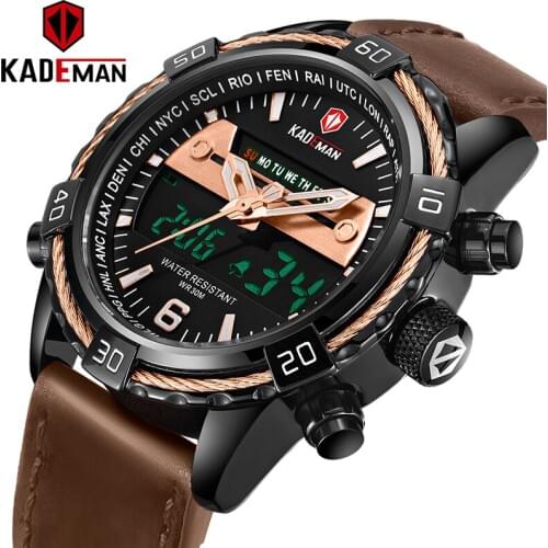 KADEMAN New Watches Mens Luxury Brand Quartz Watch Leather Watch 30M Waterproof Date Clock Sport Military Relogio Masculino