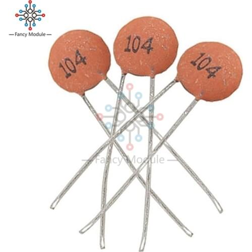 100pcs Ceramic Disc Capacitors 50V 100nF 0.1uF 104pF