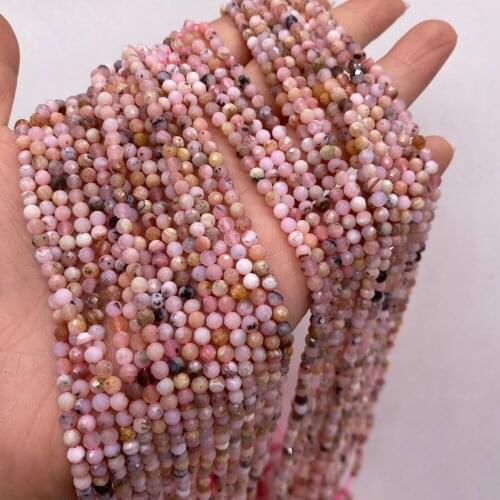 Small Beads Natural Semi-Precious Pink Opal Faceted Beads for Ms Jewelry Making Charms DIY Necklace Bracelet Accessories 3mm