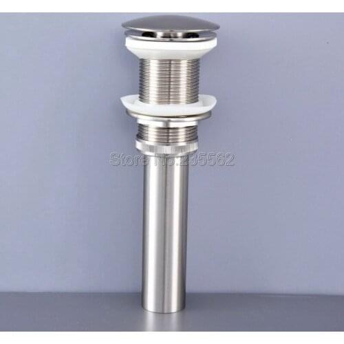Brushed Nickel Large Round Cap Pop UP Sink Basin Waste / Drain Without Overflow Lsd072