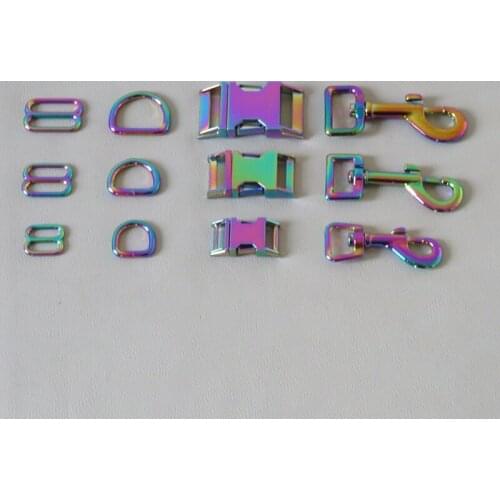 10Sets/Lot Metal Buckle Hardware Belt Straps Clasp Carabiner Hook D Ring For Bag Dog Collar Harness Adjuster Sewing Accessories