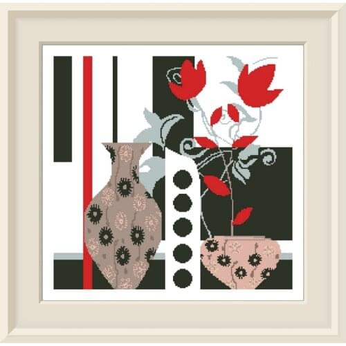 DreampatternFlower and bottle cross embroidery kits pattern 18ct 14ct 11ct unprint canvas Cross-stitch DIY needlework