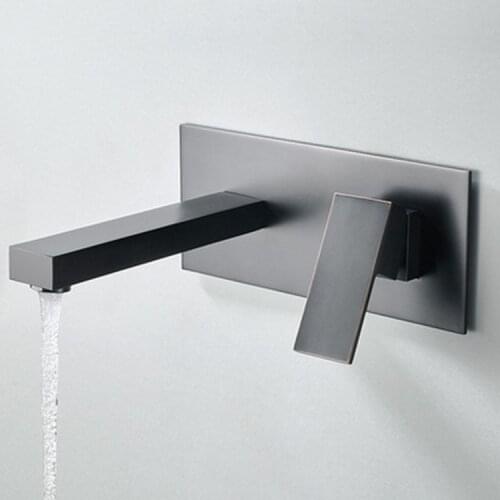 Bathroom Basin Sink Faucet Wall Mounted Square Chrome Brass Mixer Tap with Embedded Box Free Shipping Antique Vessel Faucet