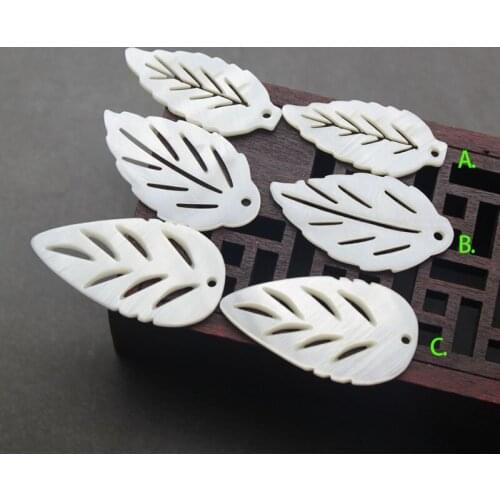 Natural Freshwater Shell White Shell Hollow Leaf Pendant Star Jewelry Making Handmade DIY Necklace Earrings Jewelry Accessories