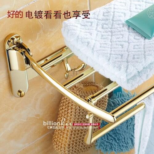 The new golden bathroom towel rack European American style bathroom towel rack folding toilet rack hook