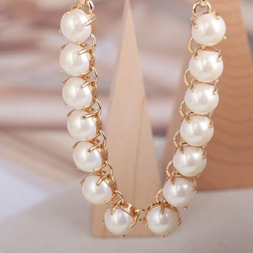 2020 New Copper Plated Real Gold Inlaid Single Row White Natural Pearl Fashion Simple Short Necklace Female Jewelry