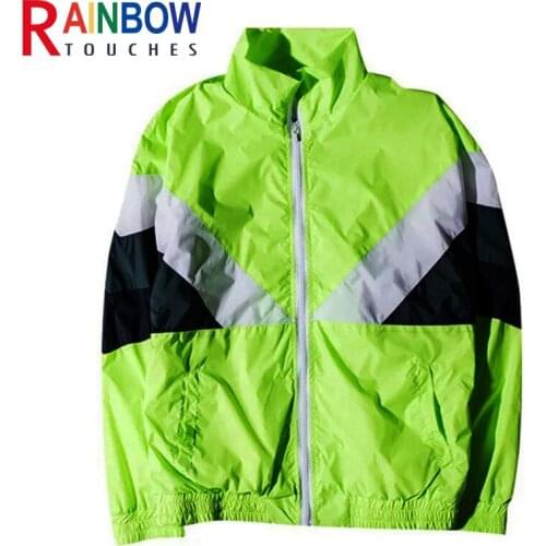 Rainbow Touches Wholesale Retro Mens Nylon Color Block Windbreaker
