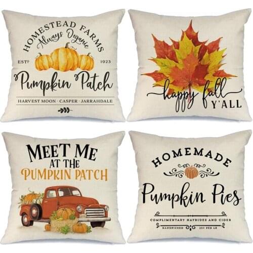 Fall Pillow Covers Maple Leaves Farmhouse Throw Pillows for Fall Thanksgiving DeCor Autumn Decorations Cushion Cases