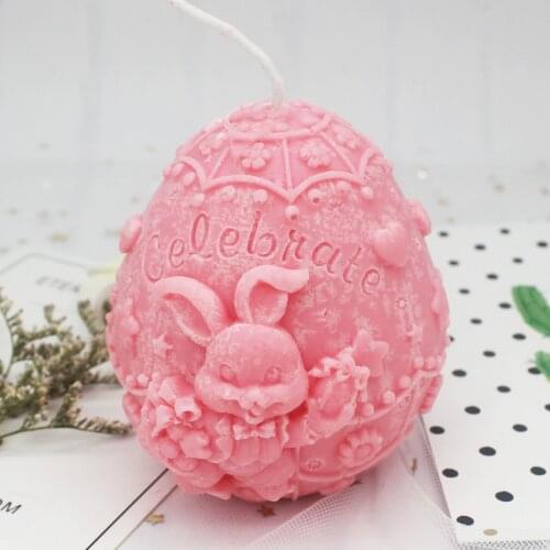 Easter Egg Rabbit Pattern Candle Mold Aroma Plaster Crafts Mould Chocolate Candy Soap Candle Cake Decoration Candle Clay Craft