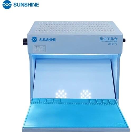 Sunshine SS-917C Dust Free Working Room Anti Dust Bench Adjustable Wind Cleaning Room with Dust Checking Lamp for Phone iPad