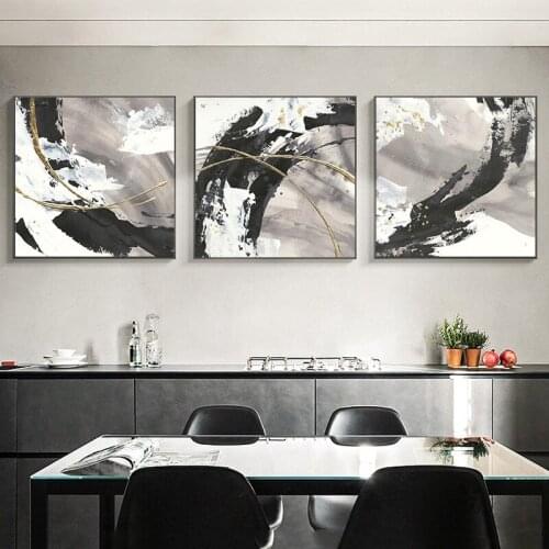 Nordic Poster Black And White Canvas Painting Gold Line Abstract Wall Art Picture For Living Room Modern Luxury Home Decor