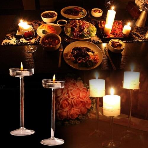 Transparent Classic Classical Romantic Glass Candle Holder Wedding Home Candlelight Dinner Crystal