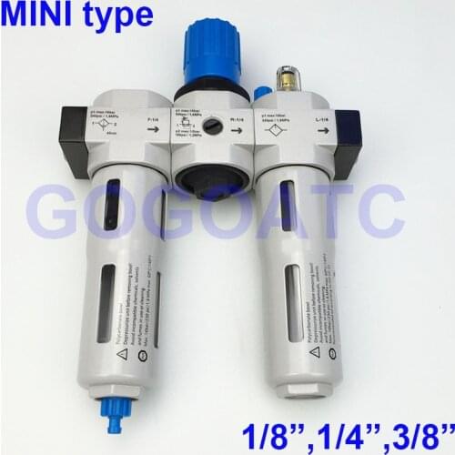Pneumatic air filter regulator and lubricator Manual drain 1/8 1/4 3/8 inch MINI type FRL air source treatment three unit
