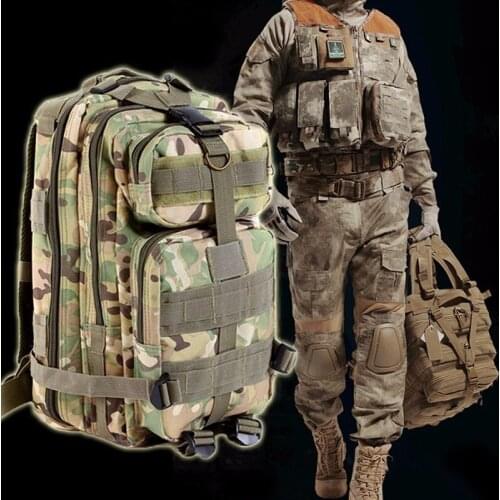 30L Tactical Backpack 3P Outdoor Oxford Fabric Military Trekking Sport Travel Rucksacks Camping Hiking Camouflage Bag