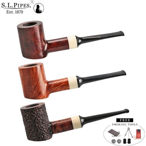 ▂ξ Smoker~Straight Briar Pipes Hammer Desktop Wooden Pipe Fit 9mm filters With Free Smoking Tools Golden Ratio Design Best Gift