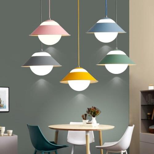 Modern Nordic Dining room lamp chandelier simple dining room three simple personality coffee bar macaron lamp