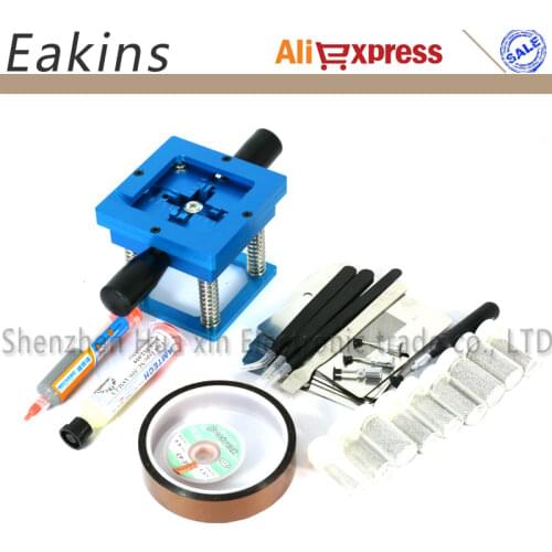 Blue BGA Reballing Station With Hand Shank BGA Tin Fixture BGA Reballing Kit+90*90mm Universal Bga Stencil+solder Paste+tweezer