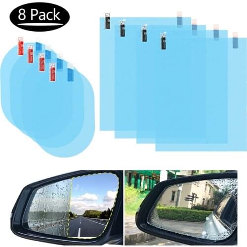 8 Pcs Car Auto Window Rear Mirror Protective Clear Film Anti-Fog Water Rainproof Rear View Side Mirrors Soft Film Accessories