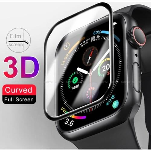 Luxury Curved Glass Full Glue Glass For Apple Watch 5 44mm 40mm Series Full Cover Screen Protector 3D Curved Edge For iWatch 5