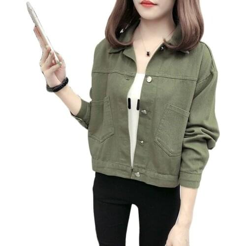 Women Denim Jacket 2021 Female Spring Autumn Long Sleeve Cowboy Coat Korean Loose Female Student Short Cowboy Jackets D1117