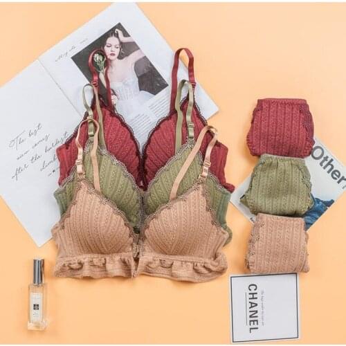 Women Lace Bra Sets Seamless Underwear Backless Vest Sexy Panties Padded Ultrathin Bralette Female Lingerie Briefs Intimates