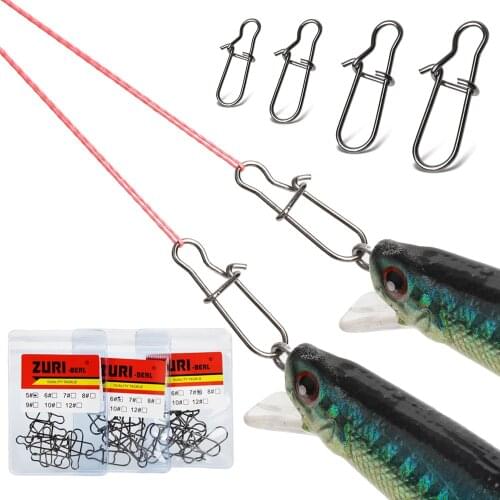 ZURI-BERL 10PCS/LOT Fast Clip Lock Fishing Connector Stainless Steel Safety Pin Swivel Fishing Tackle Tool for Lures Fishhooks