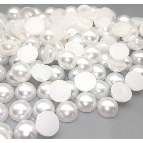 1.5mm-12mm ABS White Semicircle Pearl Flatback Loose Beads Jewelry Findings DIY Phone Case Hair Bow