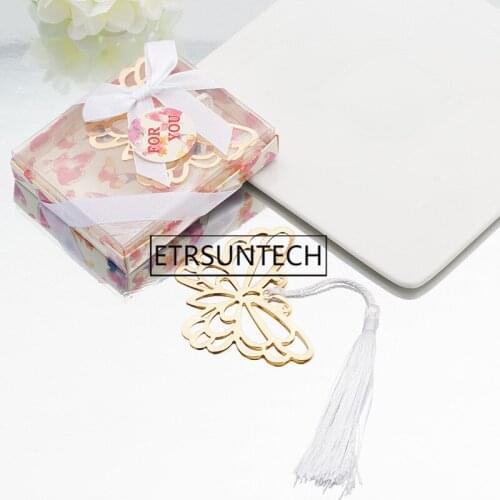 100pcs Retro Metal Bookmark Tassel Pendant Butterfly Book Clip Pagination Mark Stationery Student Gift