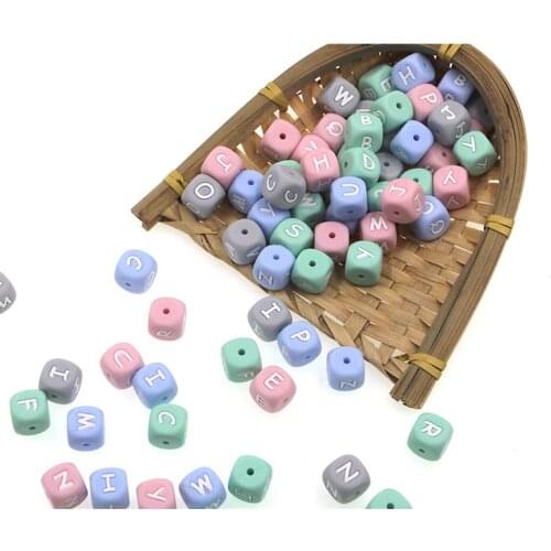 Kovict 12mm 1000pc Silicone letters ccolourful Beads Baby Teether Beads Chewing Alphabet Bead For Personalized Name DIY