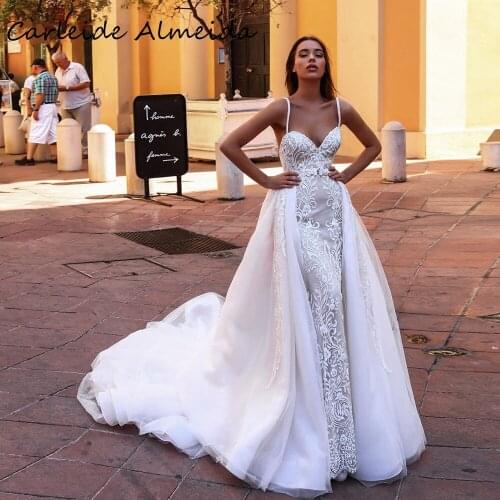 Sweetheart Mermaid Lace Wedding Dresses with Detachable Skirt 2 in 1 Luxury Wedding Gowns Customized Bridal Dress