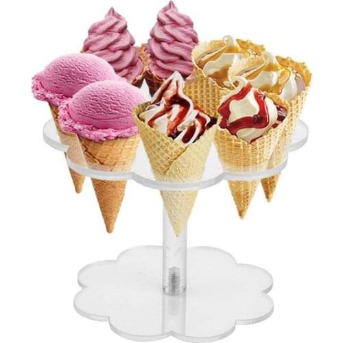 6/8 Holes Acrylic Ice Cream Cone Holder Party Sushi Hand Roll Display Stand Round Popcorn Sushi Hand Roll Holder Kitchen Tools